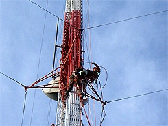 Tower painting in action